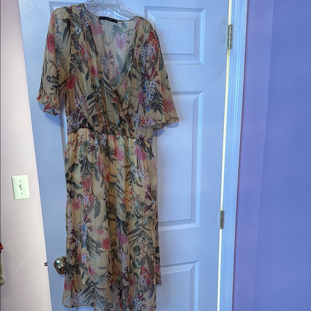 Zara Multicolor Floral Midi Dress